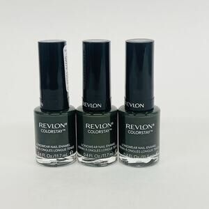 Lot Of 3 Revlon Colorstay Nail Enamel #225 Jungle 0.4 Fl Oz Dark Green Nature